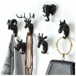 LTS FAFA Tierförmiger Wandhaken Haustierhaken Schlüssel Hirsch Schwarzes Harzmaterial -Seilwinden Sales 66760823 4