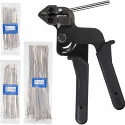 DECKON Edelstahl-Kabelbinderpistole Und Kabelbinderwerkzeug, Kabelbinderpistole Mit 200 Stück Edelstahl-Kabelbindern