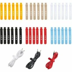 DECKON 36 Stück Silikon-Kabelbinder, Silikon-Kabelbinder, Silikon-Kabelbinderverschlüsse, Bunte Wiederverwendbare Kabelbinder, Kabelbinder, Für Kabel Und Kabelmanagement Kopfhörer