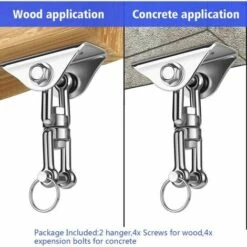 DECKON Schwerlast-Deckenhaken Mit SUS304-Edelstahl, 360° Drehbar, 4 Befestigungsschrauben Für Betonholz-Sets, Yoga-Hängematten-Hängesessel, Zweiteilig 9 DECKON Schwerlast-Deckenhaken Mit SUS304-Edelstahl, 360° Drehbar, 4 Befestigungsschrauben Für Betonholz-Sets, Yoga-Hängematten-Hängesessel, Zweiteilig -Seilwinden Sales 66986848 3