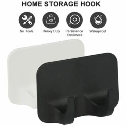 HAPPYSHOPPING 4 Stück Klebehaken Wandklebehaken Abnehmbare Kleiderbügel Nagelfreie Wasserdichte Nahtlose Haken Für Zuhause Badezimmer Handtuch Badewanne Decke, Schwarz -Seilwinden Sales 67153889 3