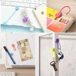 DONTODENT 10 Stück Wiederverwendbare Silikon-Kabelbinder, Mehrfarbig, Magnetische Kabelclips, Kabelbinder, Kabel-Organizer -Seilwinden Sales 67383503 4