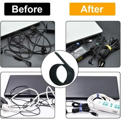 OUSUDELA 50 STÜCKE Wiederverwendbare Kabelbinder Aus Nylon, Verstellbare Kabelbinder Mit Klettverschluss Für Kabel Und Kabelmanagement Kabelbinder Schwarz 6 OUSUDELA 50 STÜCKE Wiederverwendbare Kabelbinder Aus Nylon, Verstellbare Kabelbinder Mit Klettverschluss Für Kabel Und Kabelmanagement Kabelbinder Schwarz – Bild 4