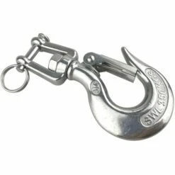 OUSUDELA 360° Drehbarer Hebehaken Mit Schäkel Zum Heben/Ziehen/Entladen Von Gütern, Edelstahl 304 Mit Riegel, SWL: 350 Kg