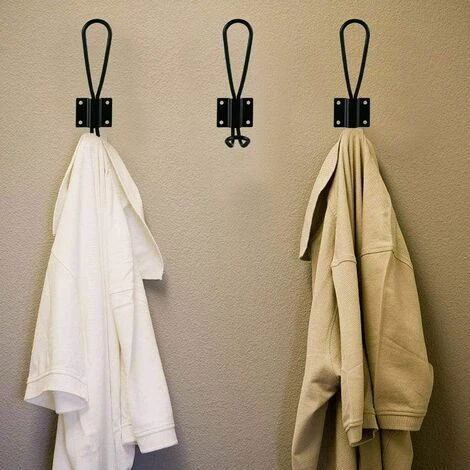 OUSUDELA 10 Stück Rustikale Schwarze Haken, Rustikale Wandhaken, Doppellagige Haken, Hängende Kleiderbügel, Dekorativer Drahthaken, Strapazierfähiges Metall-Türlagerregal 4 OUSUDELA 10 Stück Rustikale Schwarze Haken, Rustikale Wandhaken, Doppellagige Haken, Hängende Kleiderbügel, Dekorativer Drahthaken, Strapazierfähiges Metall-Türlagerregal – Bild 2