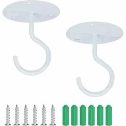 OUSUDELA Deckenhaken Mit Schraubbefestigung, Oberer Wandhaken Zum Aufhängen Von Licht, Gartenpflanzenkorb, Pflanzgefäßen, Vogelhäuschen, Laternen, Windspielen, Moskitonetz, 2 Stück