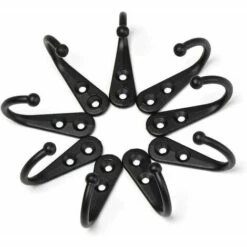 ECHOO 10 Stück Einzelhaken Schwarz Wandhaken Garderobenständer Schwarz Ausgestattet Mit Befestigungsschrauben -Seilwinden Sales 67596202 3