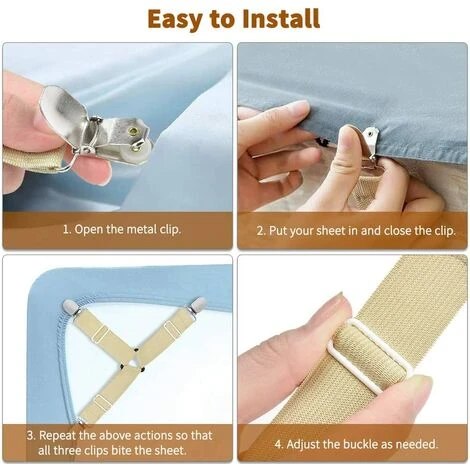 HELLO KITTY BAIN 4 Stück Verstellbare Riemen Für Bettlaken, Elastisch, Dreieckig, Tischdecke, Vorhang, Sofabezug, Schnalle (beige) 6 HELLO KITTY BAIN 4 Stück Verstellbare Riemen Für Bettlaken, Elastisch, Dreieckig, Tischdecke, Vorhang, Sofabezug, Schnalle (beige) – Bild 4