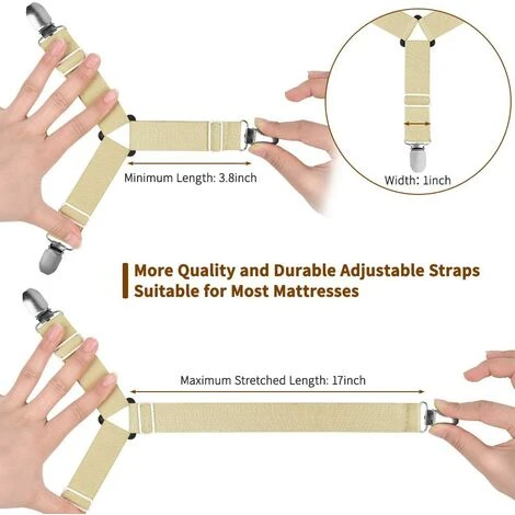 HELLO KITTY BAIN 4 Stück Verstellbare Riemen Für Bettlaken, Elastisch, Dreieckig, Tischdecke, Vorhang, Sofabezug, Schnalle (beige) 7 HELLO KITTY BAIN 4 Stück Verstellbare Riemen Für Bettlaken, Elastisch, Dreieckig, Tischdecke, Vorhang, Sofabezug, Schnalle (beige) – Bild 5
