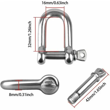 ECHOO Bügelschäkel 4 Stück M8 Edelstahl D-Form Kettenschäkel Hebeschnalle Hebekettenschäkel Mit Gewindeschraubstift 6 ECHOO Bügelschäkel 4 Stück M8 Edelstahl D-Form Kettenschäkel Hebeschnalle Hebekettenschäkel Mit Gewindeschraubstift – Bild 4