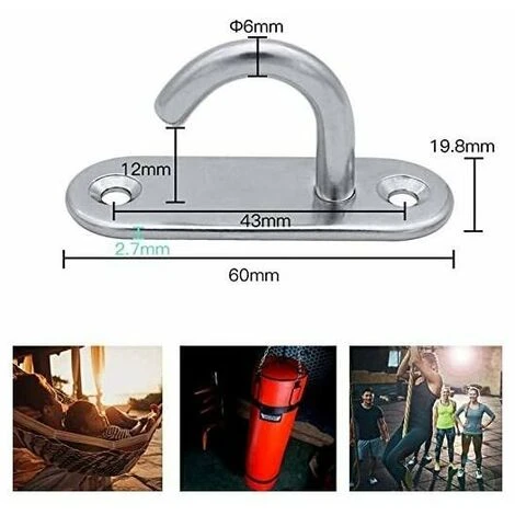 ECHOO Augenbefestigungshaken Wandschraube Deckenhaken Edelstahl Silber Augenplatte Anker Hängesessel Yoga Deckenhaken Moskitonetz Boot Takelage Marine Deck Hardware 4 ECHOO Augenbefestigungshaken Wandschraube Deckenhaken Edelstahl Silber Augenplatte Anker Hängesessel Yoga Deckenhaken Moskitonetz Boot Takelage Marine Deck Hardware – Bild 2