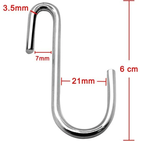 MONLY 20 Stück 6 Cm Schwere S-förmige S-Haken Für Küche, Bad, Schlafzimmer Und Büro (20 Stück, Klein, Silber) 4 MONLY 20 Stück 6 Cm Schwere S-förmige S-Haken Für Küche, Bad, Schlafzimmer Und Büro (20 Stück, Klein, Silber) – Bild 2