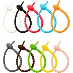 MONLY Silikonkabelbinder 24 Stück Bunte Silikon-Beutelbinder Bunte Mehrzweck-Silikonbinder Silikon-Kabelbinder Bunte Silikon-Drehbinder Kabelbinder