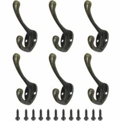 BRIDAY Haken Und Kleiderhaken Für Zu Hause 6 Stück Kleiderhaken Vintage Haken Metall Kleiderständer Kleiderbügel Retro Huthaken Kleiderhaken Mit Schrauben BronzeOne Size