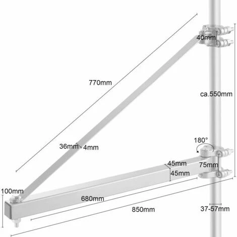 AREBOS Schwenkarm Wandhalterung Für Elektrische Seilwinde 1000 Kg | Wandbefestigung Für Seilwinde Flaschenzug | 180° Grad Schwenkbar 6 AREBOS Schwenkarm Wandhalterung Für Elektrische Seilwinde 1000 Kg | Wandbefestigung Für Seilwinde Flaschenzug | 180° Grad Schwenkbar – Bild 4