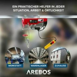 AREBOS Elektrische Seilwinde Motorwinde Seilhebezug Seilzug Winde 100-200kg - Rot -Seilwinden Sales 6871035 3
