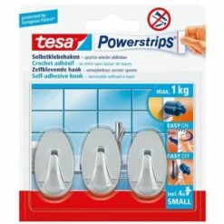 TESA SELBSTKLEBENDE HAKEN, BIS 1KG, WIEDER ABLÖSBAR, OVAL, CHROM, 3 STÜCK