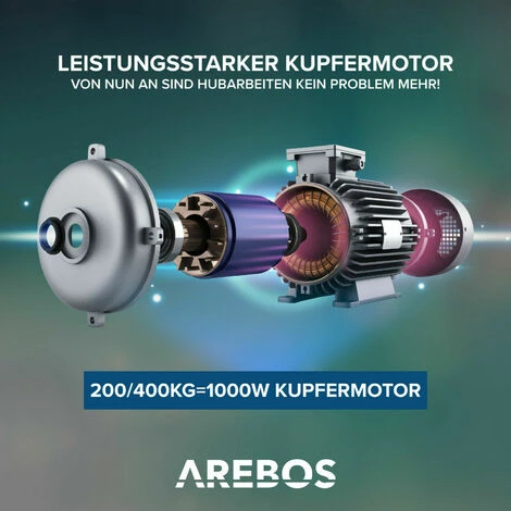 AREBOS Elektrische Seilwinde Motorwinde Seilhebezug Seilzug Winde 200-400kg - Rot 4 AREBOS Elektrische Seilwinde Motorwinde Seilhebezug Seilzug Winde 200-400kg - Rot – Bild 2