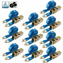 Arebos Spanngurt Mit Ratsche 10 Stück (800 Kg, 6 M, Zweiteilig, EN 12195-2) - Zurrgurt Ratschenspanngurt Hartgurt - Blau