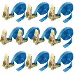 Arebos Spanngurt 10 Stück (800 Kg, 6 M, Einteilig) - Zurrgurt Ratschenspanngurt Hartgurt 800 DaN 0,8t - Blau